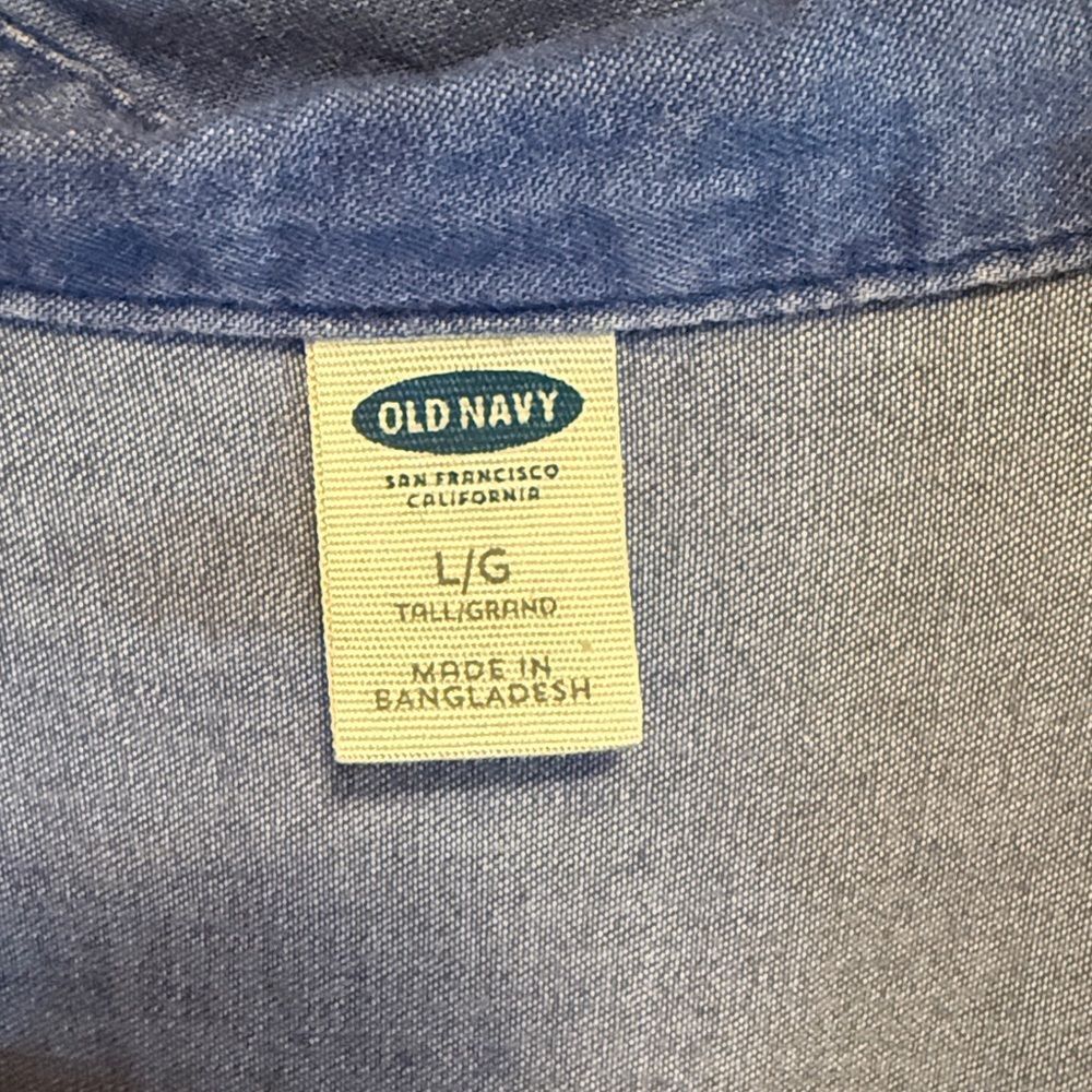 Old Navy Denim Shirt Dress Women L Blue Long Sleeve Mini Coastal Cowgirl Western - Picture 3 of 4